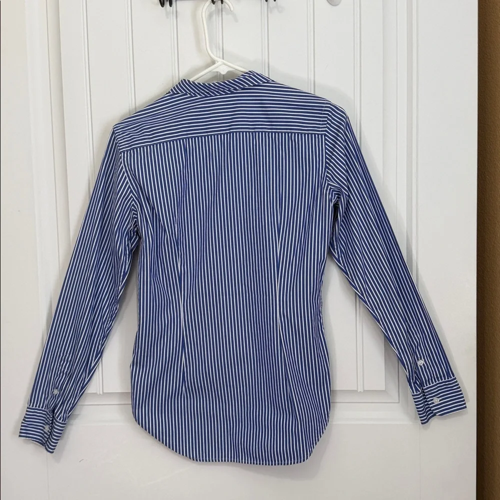 RALPH LAUREN SPORTS BOYS BLUE WHITE STRIPED LONG SLEEVE BUTTON UP SHIRT SIZE 6